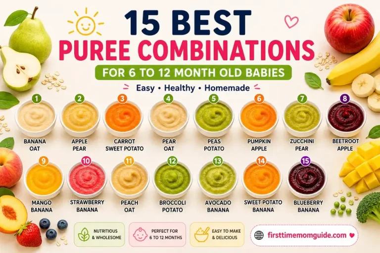 Best baby food combo purees for 6 to 12 month old babies with 15 healthy homemade puree combinations.